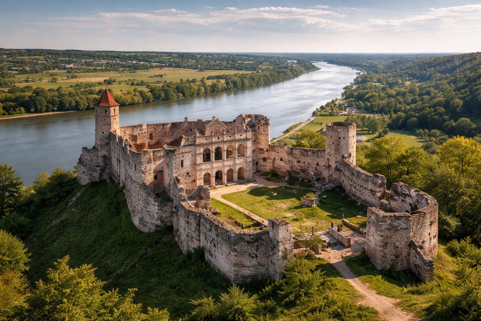 Janowiec Castle ruins and panoramic Vistula valley viewpoint