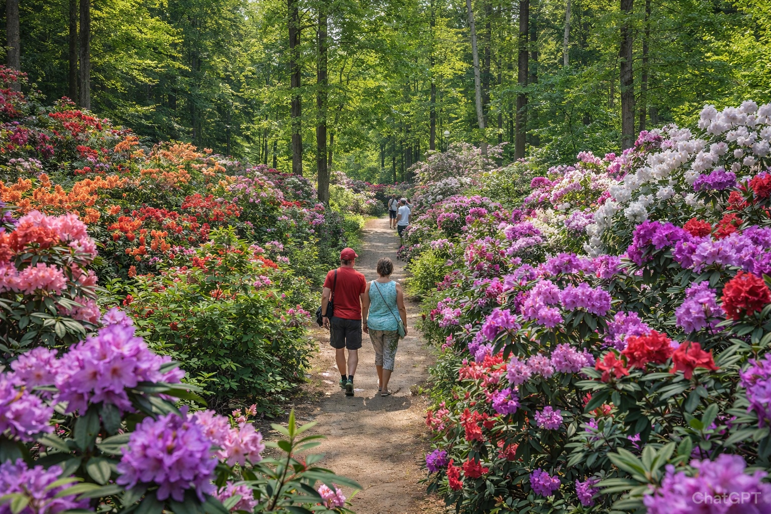 Flowering shrubs in Jeli Arboretum, a scenic route off the highway detour near Sárvár