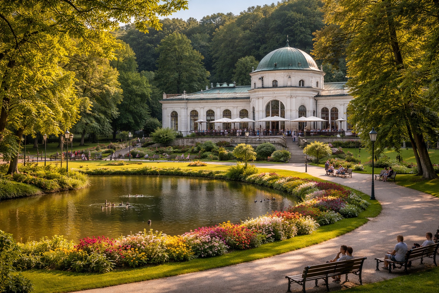 Historic Małachowski Palace and tranquil spa park in Naleczow
