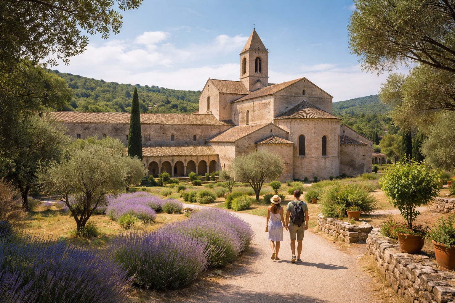 The austere and minimalist 12th-century stone cloisters and church of the Cistercian Abbaye du Thoronet.