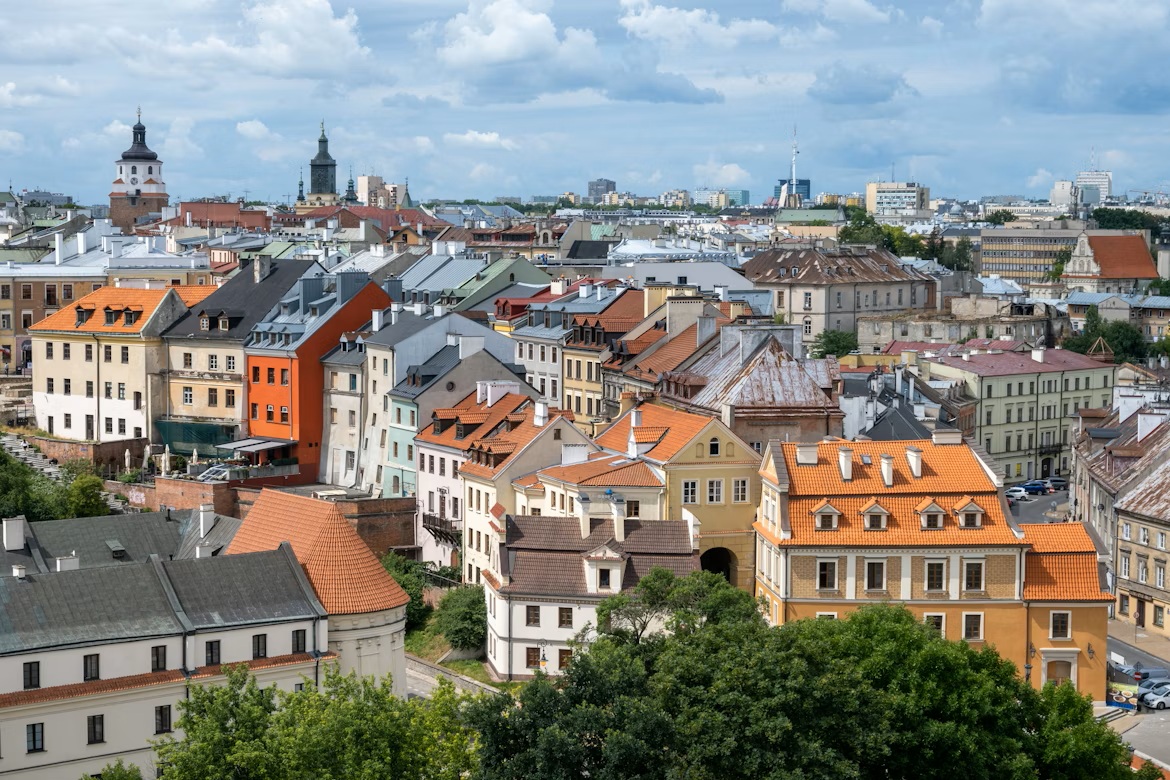 Lublin Old Town historic architecture and medieval cobblestone streets