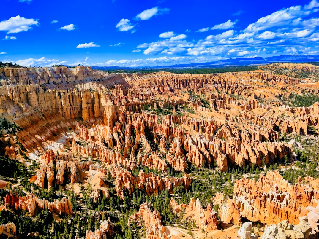 The winter night sky and stars visible over the hoodoos of Bryce Canyon Inspiration Point