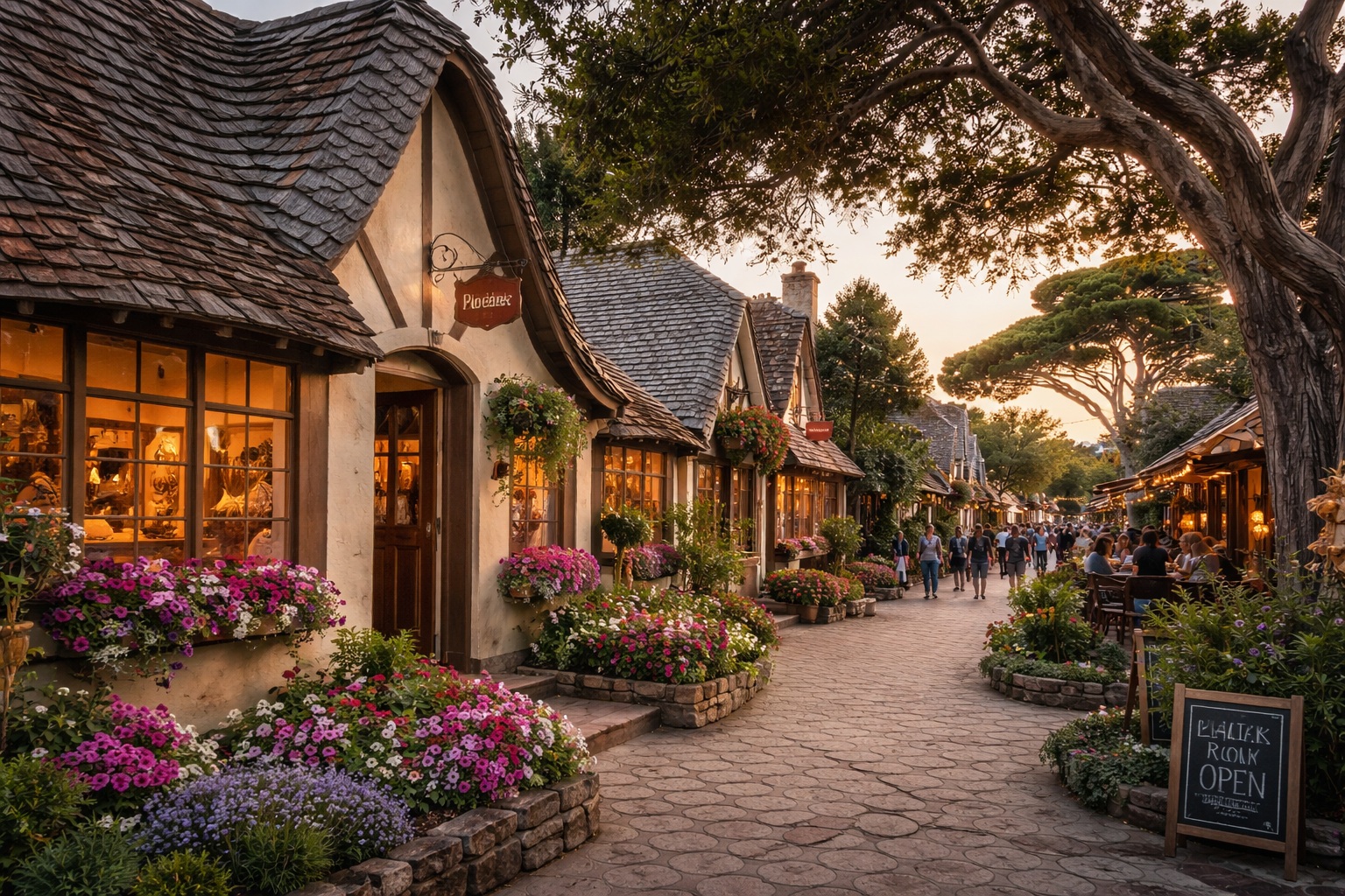 Fairytale-style cottages and boutique shops in downtown Carmel-by-the-Sea