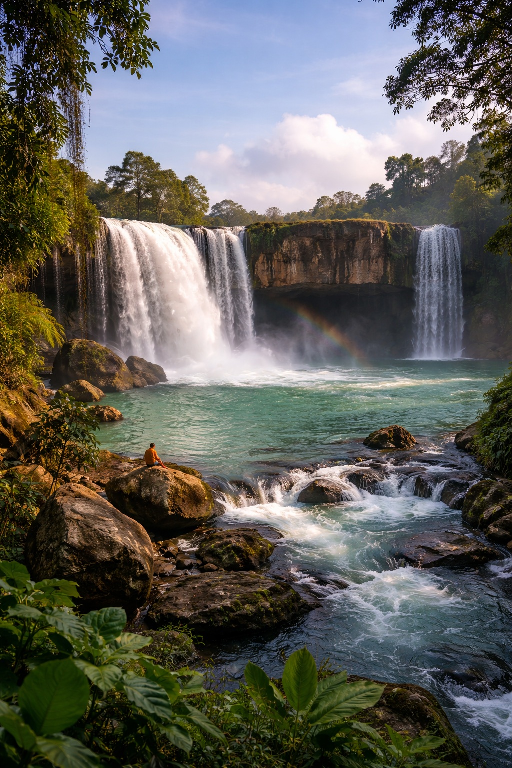 The powerful Dray Nur waterfall surrounded by lush green jungle in Dak Lak Province