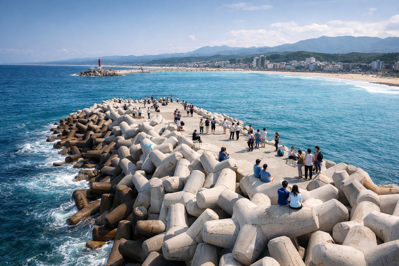 The iconic stone pier at Jumunjin Beach, a famous K-drama filming location