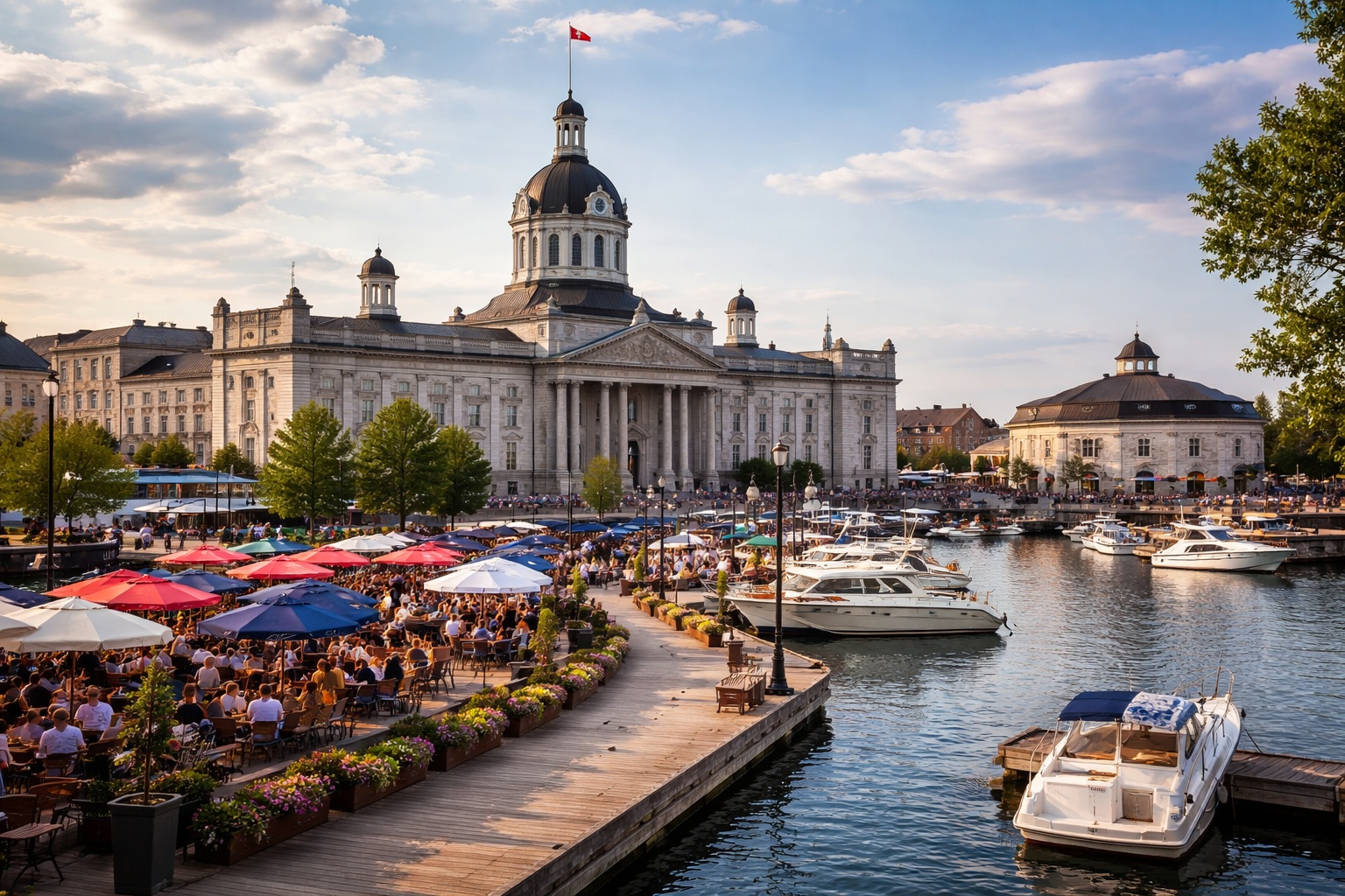 Aerial view of Fort Henry’s limestone fortifications overlooking the Kingston harbor.