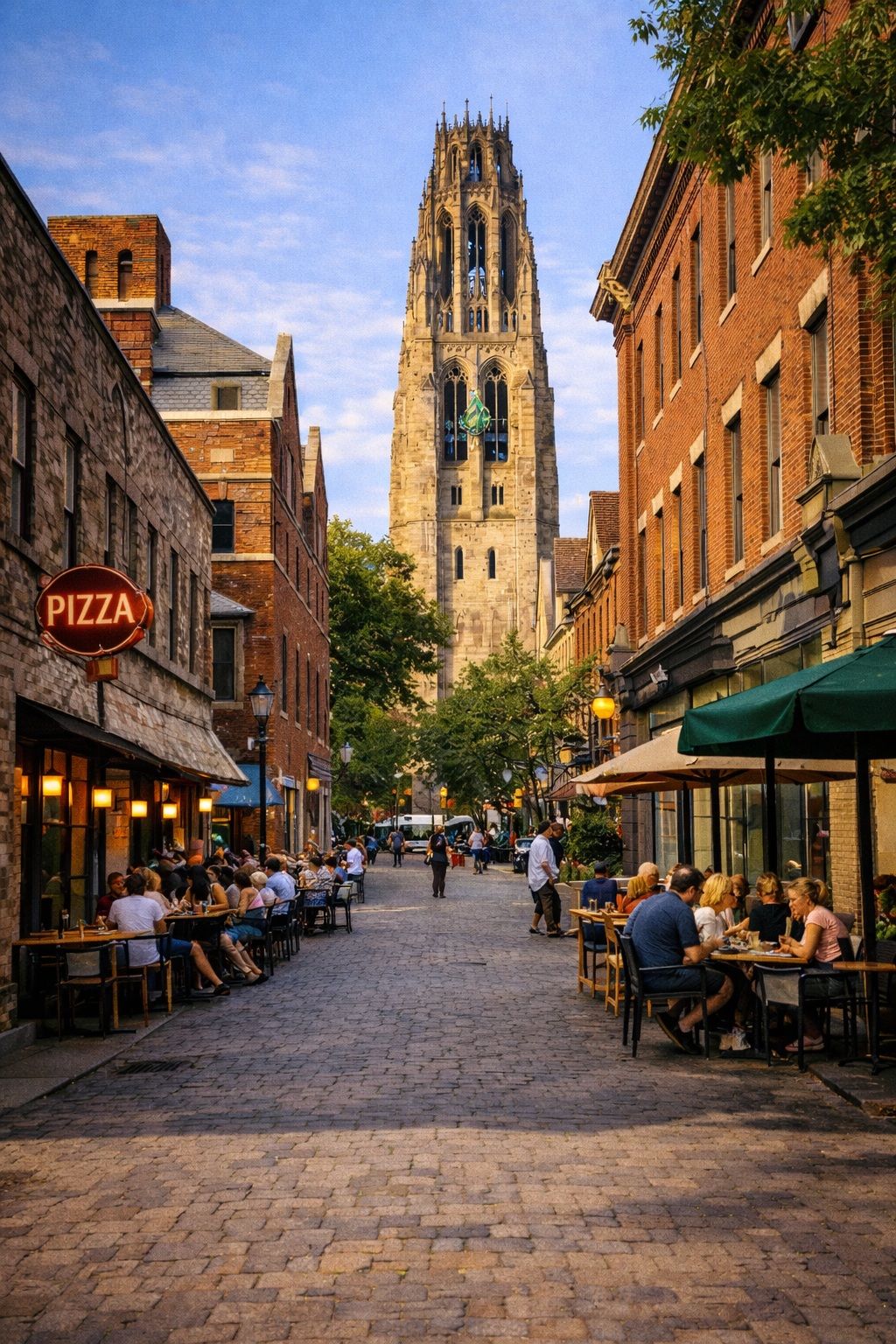 Yale University campus and historic streets in New Haven, Connecticut