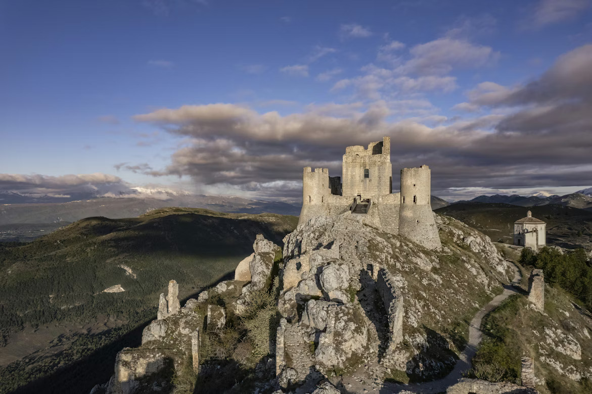 The 12th-century ruins of Rocca Calascio castle, the most scenic point on the Rome to Bari drive