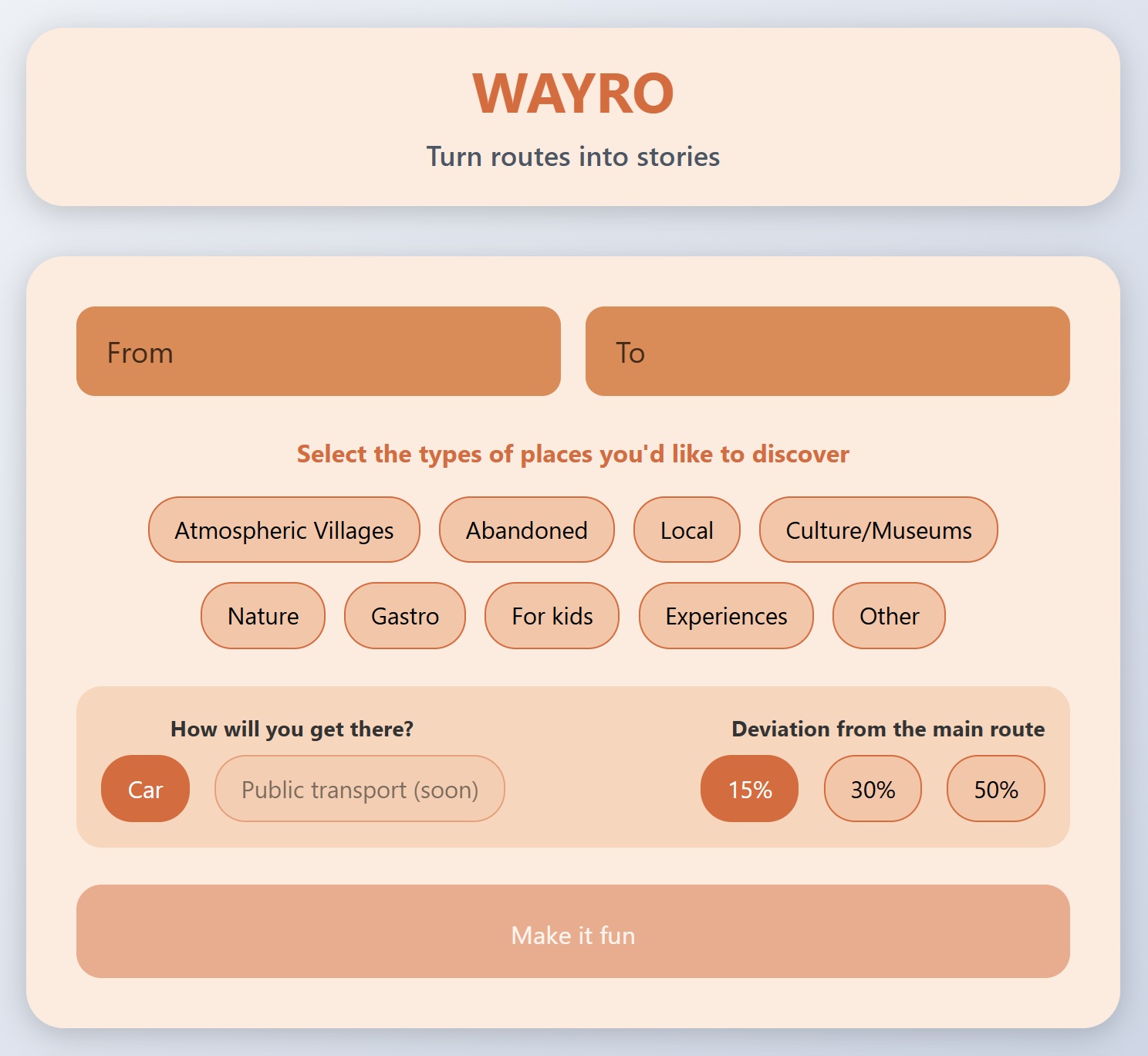 Wayro interface